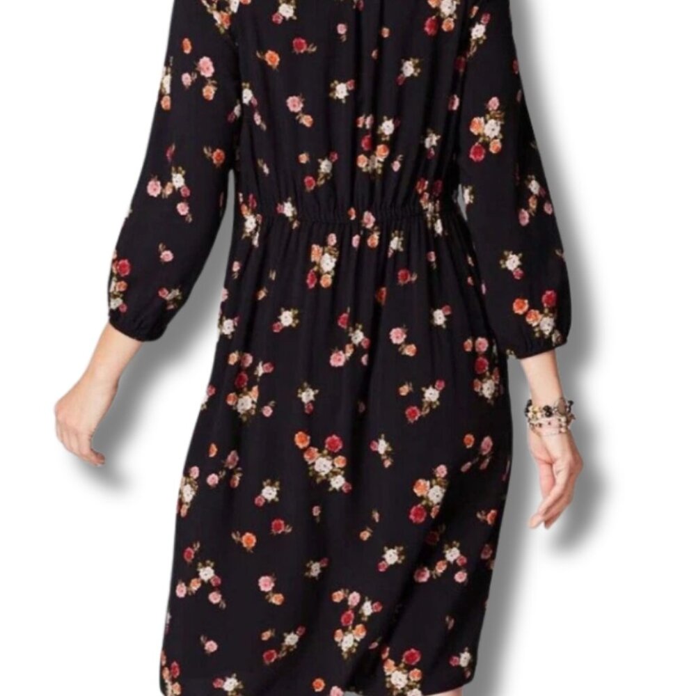J. Jill 3/4 Sleeve Black Floral Button-Front Shirt Dress 2X - Picture 6 of 10